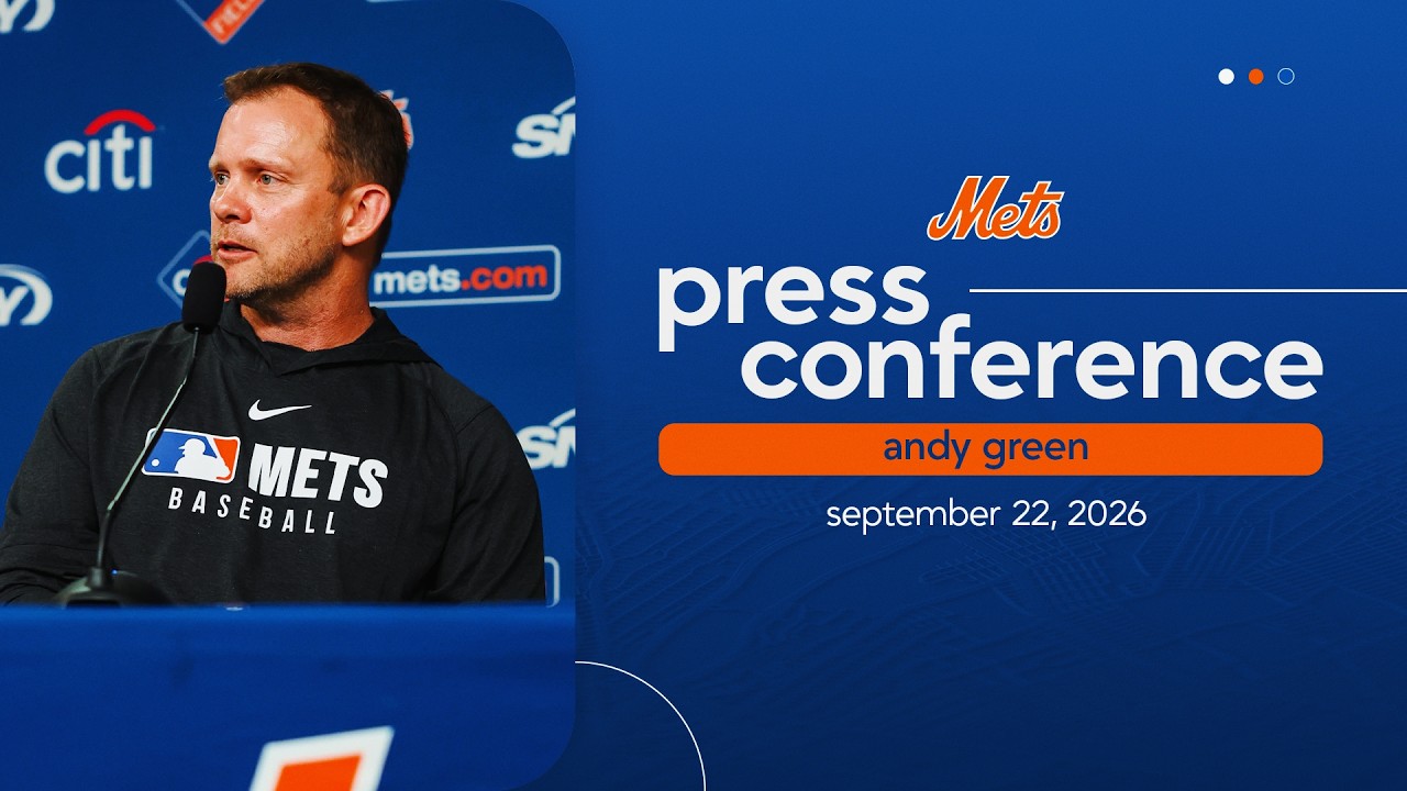 Andy Green speaks after being named full-time manager of the New York Mets on September 22, 2026.